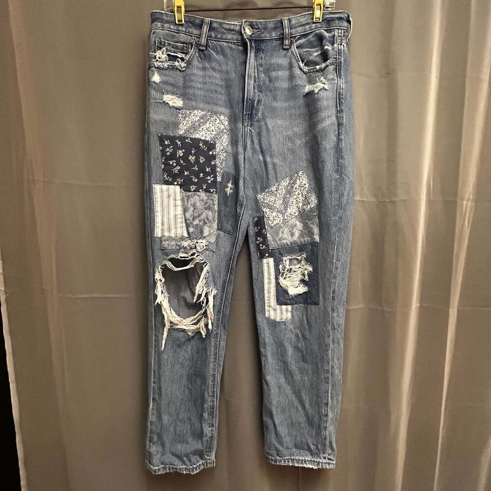 American Eagle Outfitters Patchwork Distressed Mom Jeans